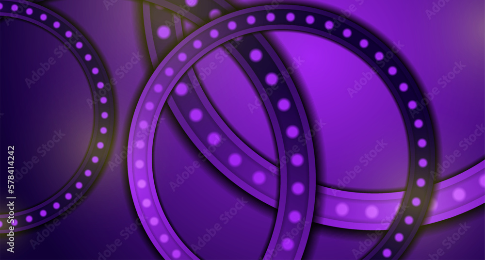 Bright violet glowing circles abstract shiny background. Vector design