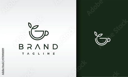 Fotografia cup leaf line logo