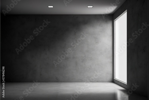 Empty dark abstract cement or slabs of stone wall and studio room interior texture for display products wall background