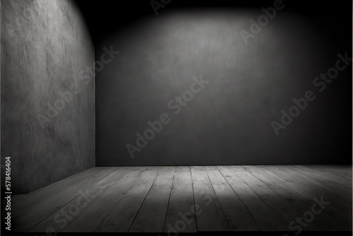 Empty dark abstract cement wall and gradient studio room with smoke float up interior texture for display products wall background © Azar