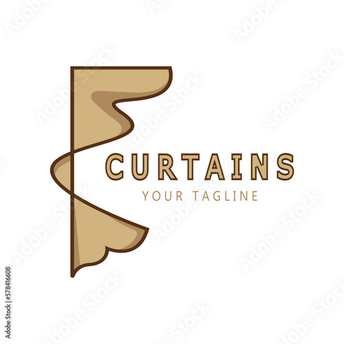 curtain logo illustration template,for Theater, home,hotel and apartment,furniture,badge,curtain business,vector
