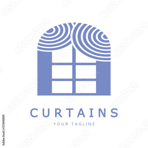 curtain logo illustration template,for Theater, home,hotel and apartment,furniture,badge,curtain business,vector