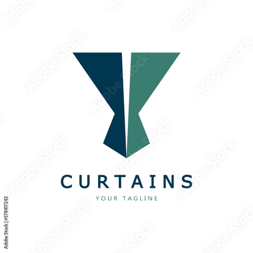 curtain logo illustration template,for Theater, home,hotel and apartment,furniture,badge,curtain business,vector