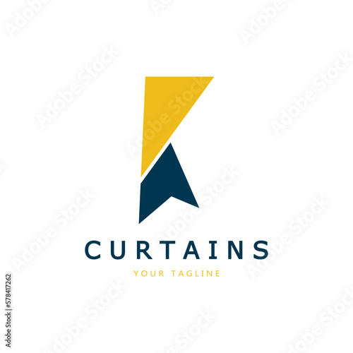 curtain logo illustration template,for Theater, home,hotel and apartment,furniture,badge,curtain business,vector