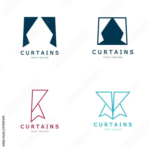 curtain logo illustration template,for Theater, home,hotel and apartment,furniture,badge,curtain business,vector