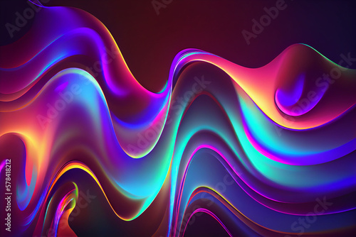 Holographic wavy colored neon background.
