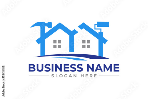 home repair, roofing, remodeling, handyman, home renovation, decor logo	