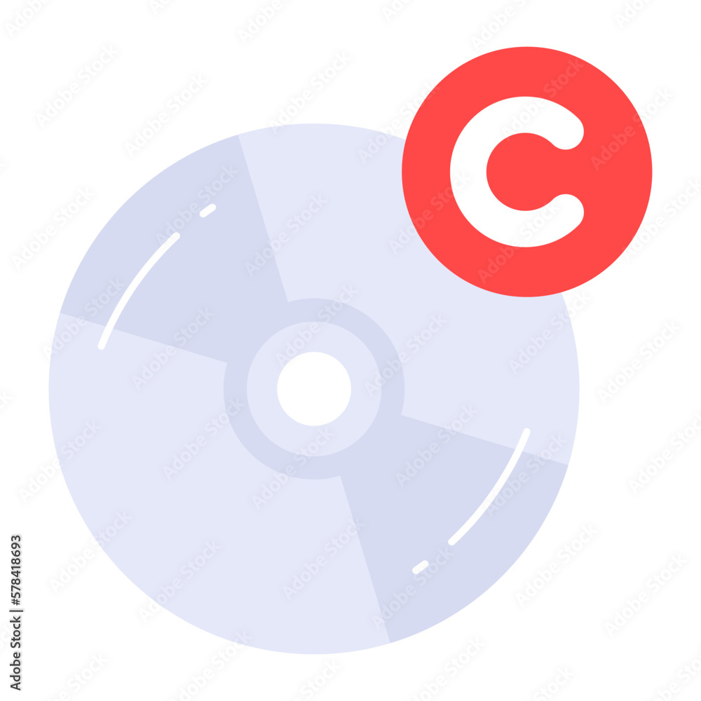 Compact disc with copyright mark, vector design of cd copyright Compact disc with copyright mark, vector design of cd copyright