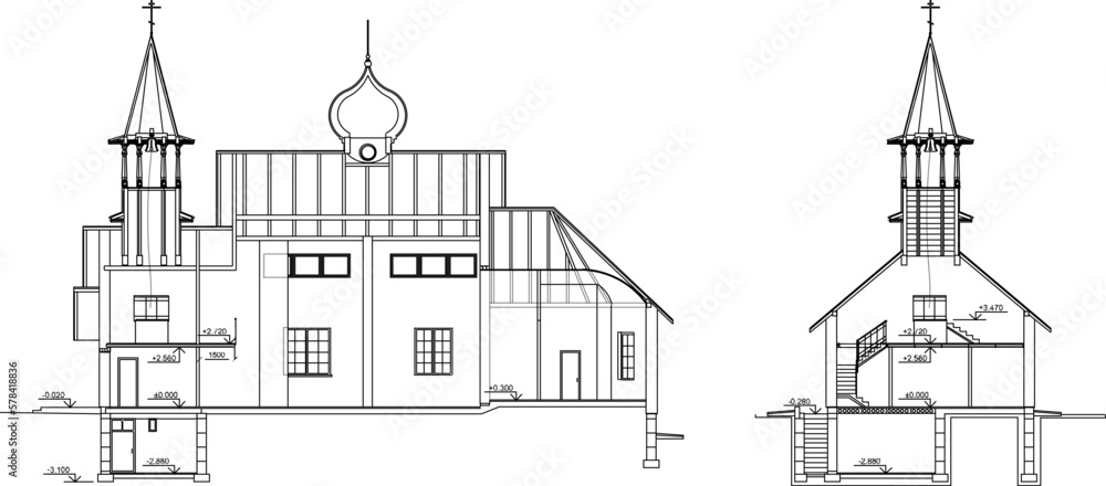 sketch vector illustration of a holy orthodox church for praying