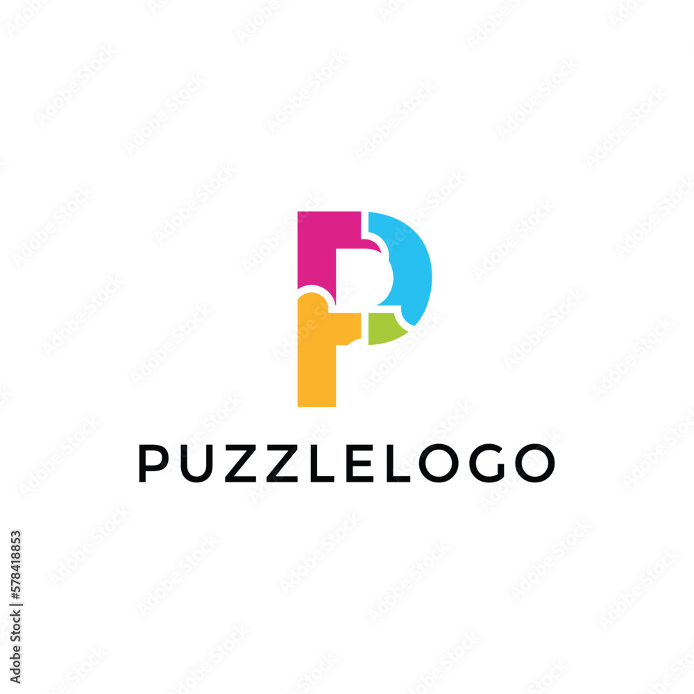 Letter P Puzzle Logo Design Element Letter P Puzzle Logo Design Element