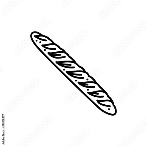 French baguette black line icon. Bakery.