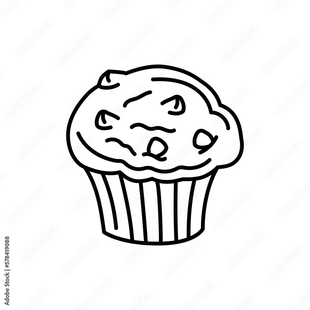 Muffin black line icon. Bakery. Muffin black line icon. Bakery.