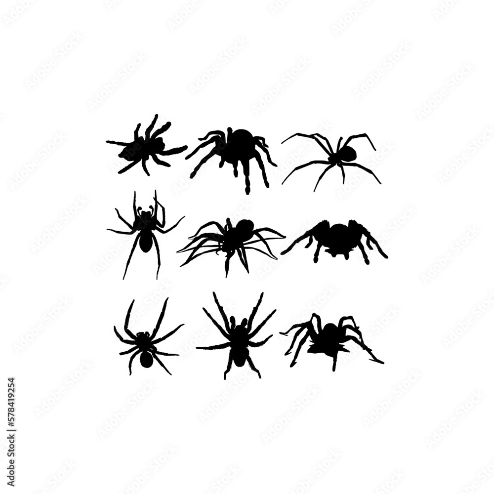 spider silhouette collection set creative design