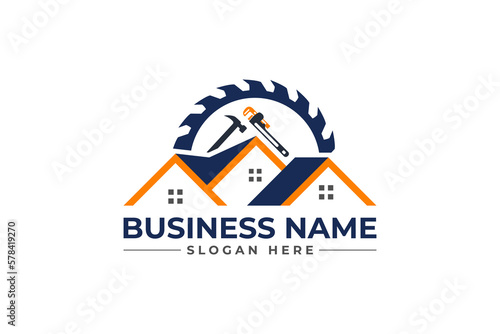 home repair, roofing, remodeling, handyman, home renovation, decor logo	