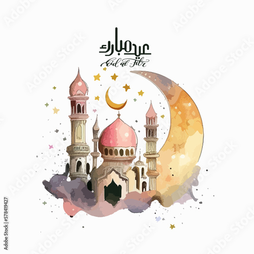 mosque with crescent sticker for islamic poster cultural differences t shirt desugn print