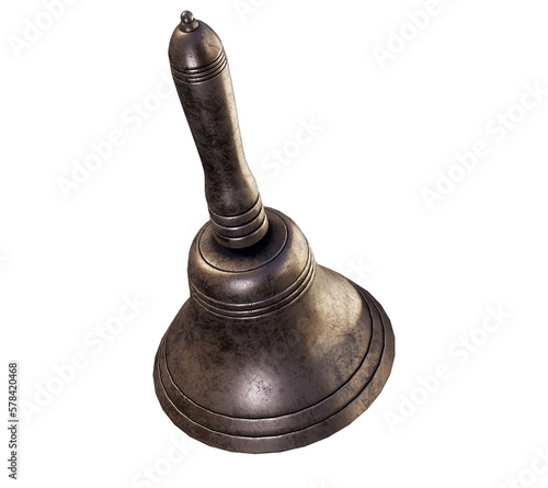 Golden Christmas bell isolated on white