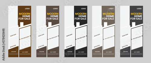 Real estate vector apartment business one fold advert concept dl element girder flyer