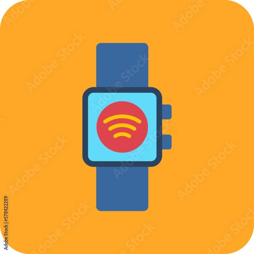 Smart Watch Multicolor Round Corner Flat Icon