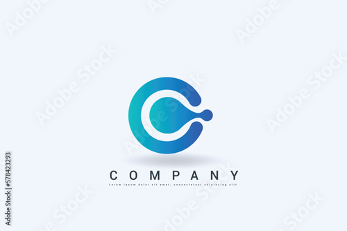 gradient C letter initial logo design
