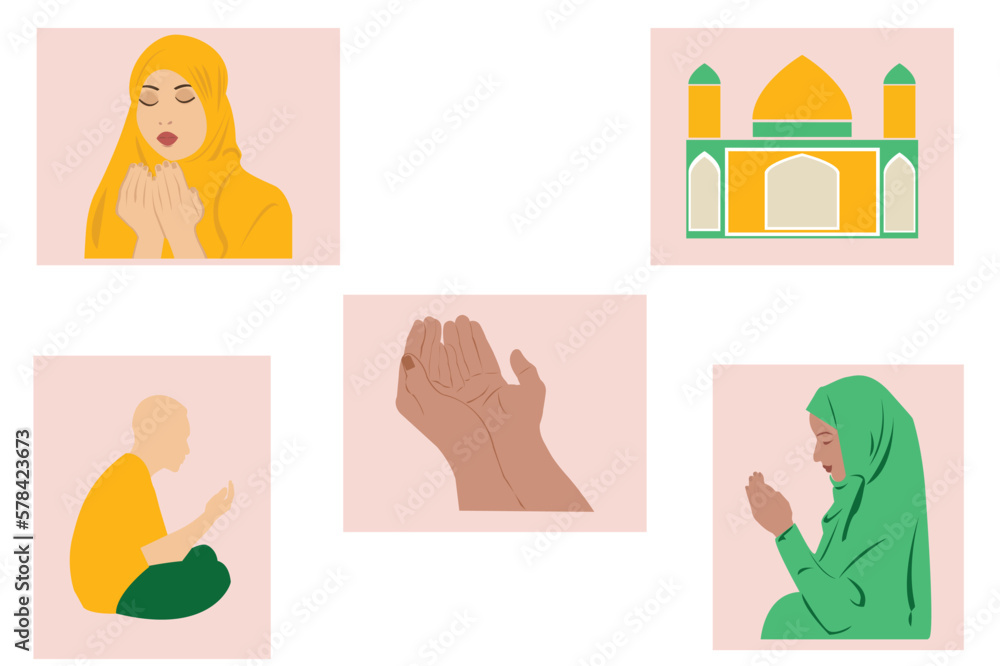 set of vector flat Islamic icons set of vector flat Islamic icons