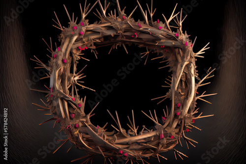 Crown of thorns and nails symbols of the christian in easter, realistic. Generative Ai