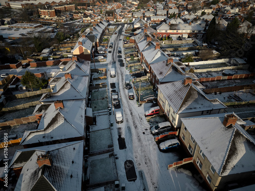 Generic aerial view of a British street in winter © UAV4