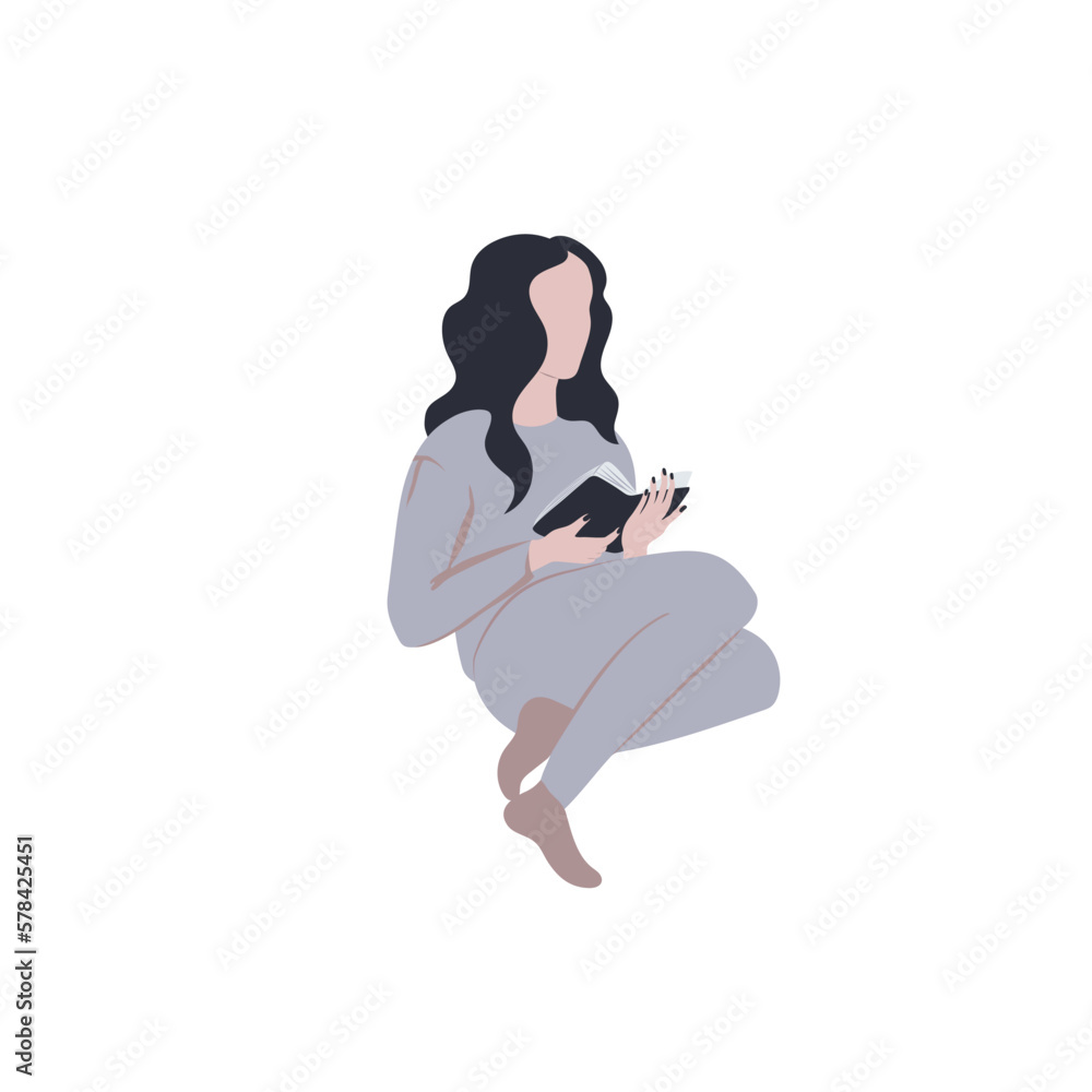 Abstract woman reading book cozily vector illustration. Abstract woman reading book cozily vector illustration.