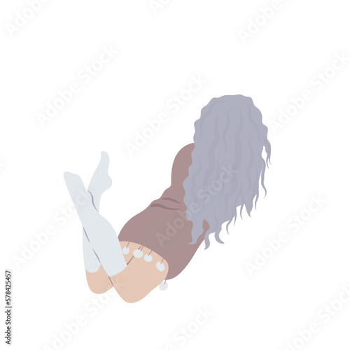 Woman lying back view vector illustration.