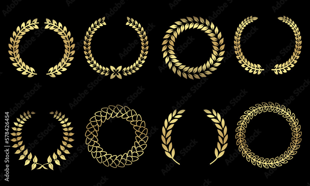 Vecteur Stock Golden laurel wreath. gold circular laurel wreath for