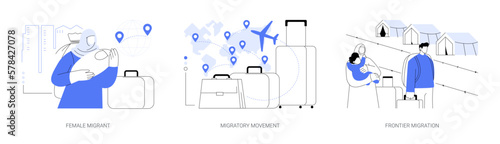 Human migration abstract concept vector illustrations.