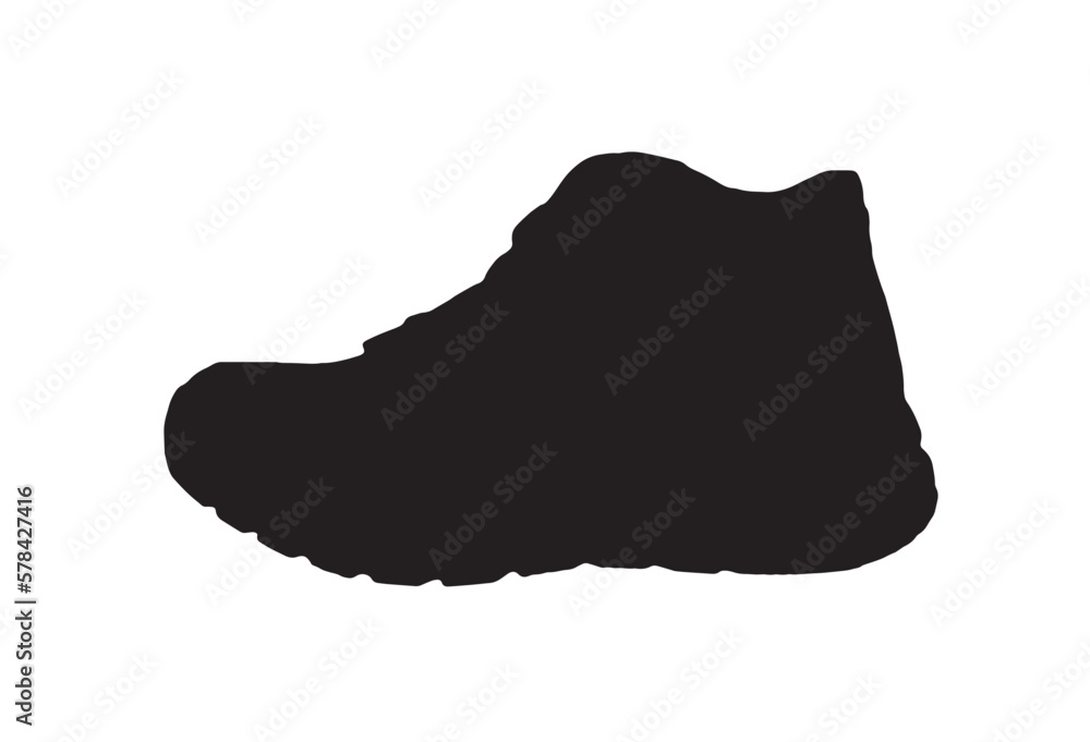 Side view of a boot. Silhouette boot or shoe vector. Side view of a boot. Silhouette boot or shoe vector.