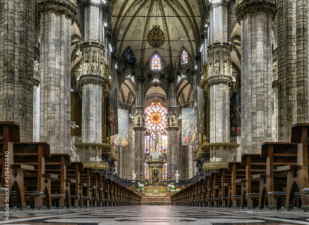 Naklejka premium Interior of Milan cathedral Duomo di Milano, Italy