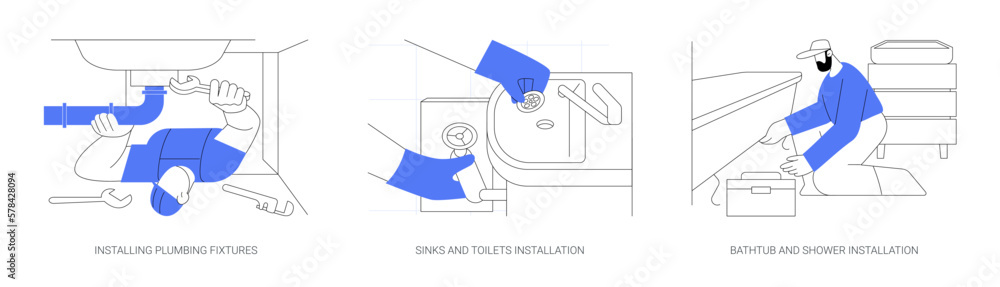 Plumbing services abstract concept vector illustrations. Plumbing services abstract concept vector illustrations.