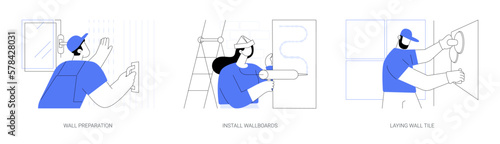 Walls decoration abstract concept vector illustrations.