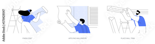 Wall coverings abstract concept vector illustrations.