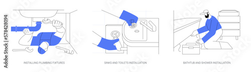 Plumbing services abstract concept vector illustrations.