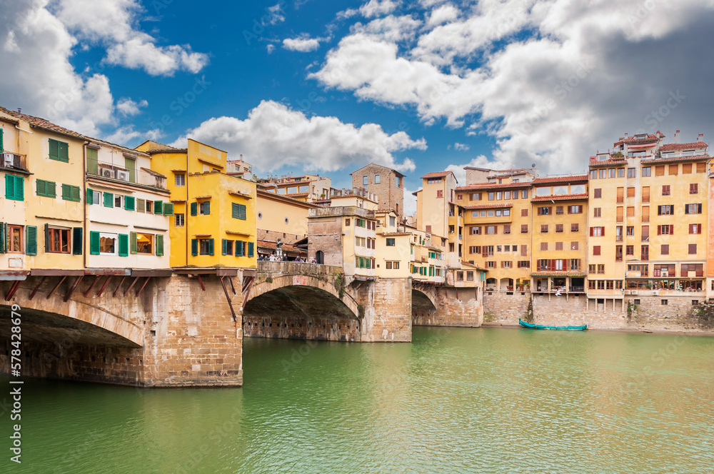 Famous Ponte Vecchio on the Arno river in Florence, Italy