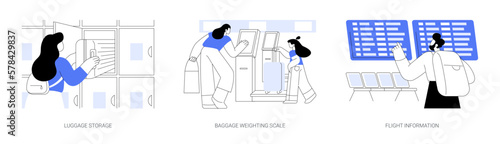 Airport facilities abstract concept vector illustrations.