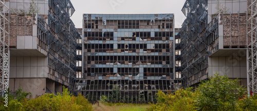 Old destroyed unfinished hospital in the Croatian capital Zagreb in Europe