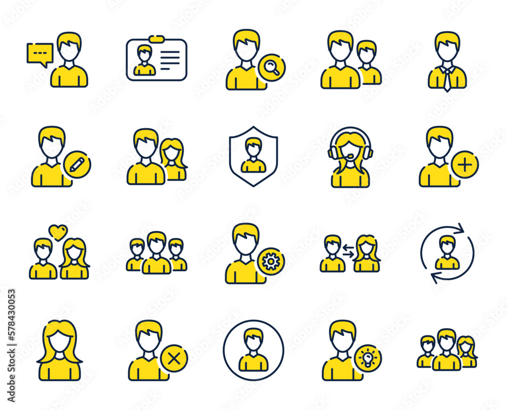 User people line icons. Male and Female Profile, Group and Support icons. ID card, Teamwork people and Businessman symbols. Couple love, Security profile and User management support. Vector User people line icons. Male and Female Profile, Group and Support icons. ID card, Teamwork people and Businessman symbols. Couple love, Security profile and User management support. Vector
