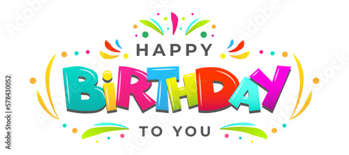 Birthday bright colored text congratulatory with a colored frame on a white background