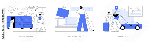 Airport arrivals abstract concept vector illustrations.