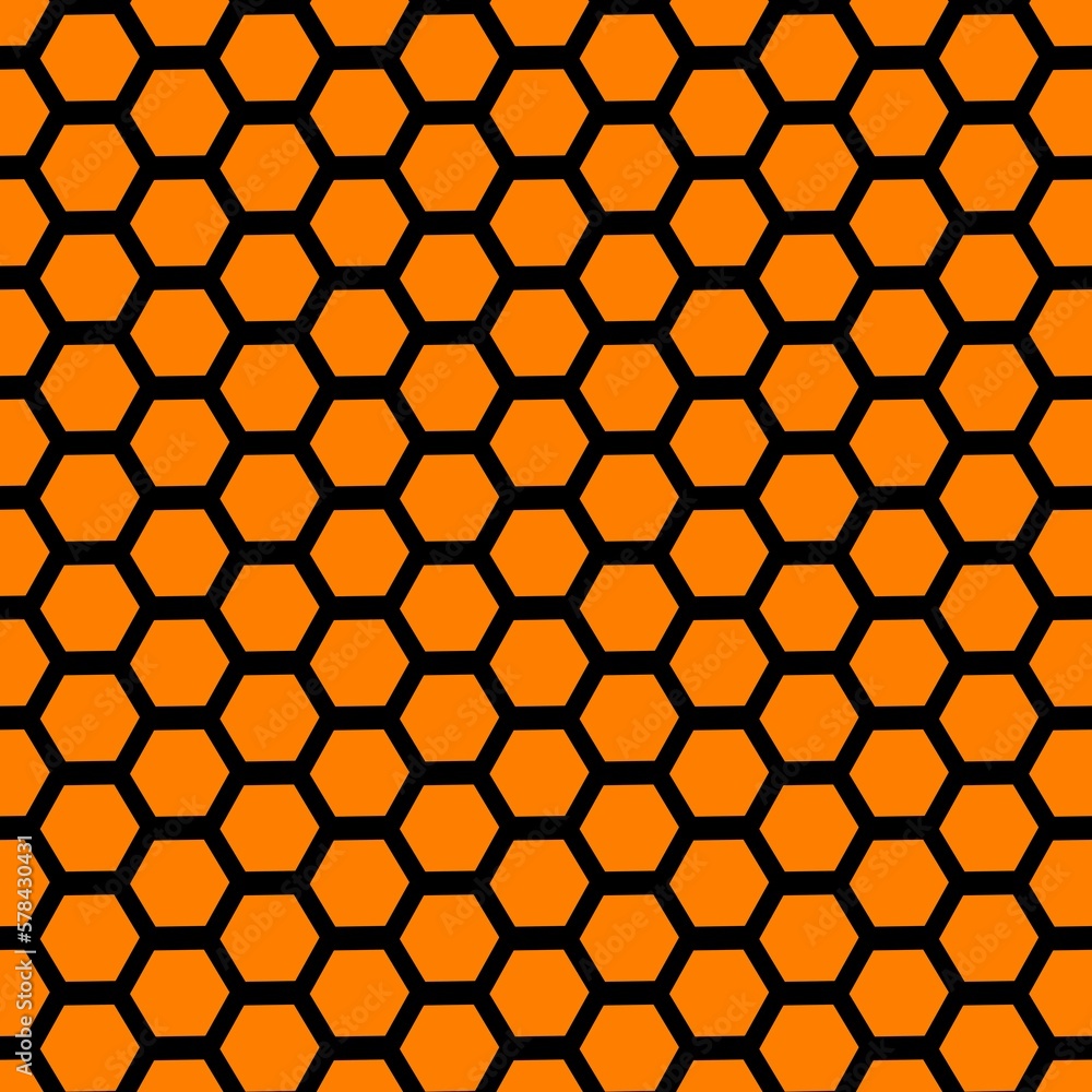 Print hexagon orange black Print hexagon orange black