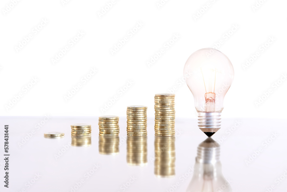 Household and business expenses increase due to the rise in the price of electricity. Selective focus. Household and business expenses increase due to the rise in the price of electricity. Selective focus.