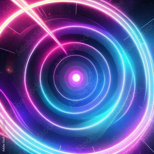 abstract fantasy glowing neon light galaxy tunnel hole, generative art by A.I