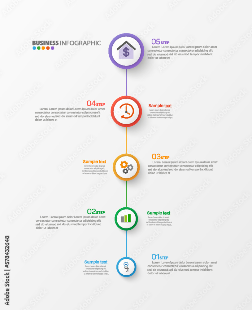 Business infographic design template with 5 options, steps or processes. Can be used for workflow layout, diagram, annual report, web design Business infographic design template with 5 options, steps or processes. Can be used for workflow layout, diagram, annual report, web design