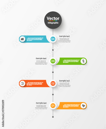 Infographic template with 4 options, workflow, process chart. Can be used for workflow layout, diagram, annual report, web design, steps or processes  