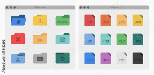 desktop interface window with folders files isolated simple ui vector flat illustration