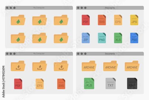 desktop interface window with folders files isolated simple ui vector flat illustration