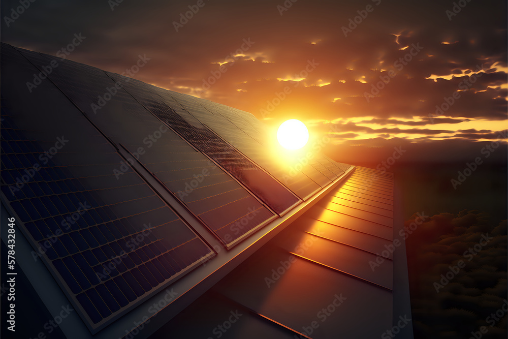 Photovoltaic Solar Technology Park renewable Energy illustration generative AI Photovoltaic Solar Technology Park renewable Energy illustration generative AI
